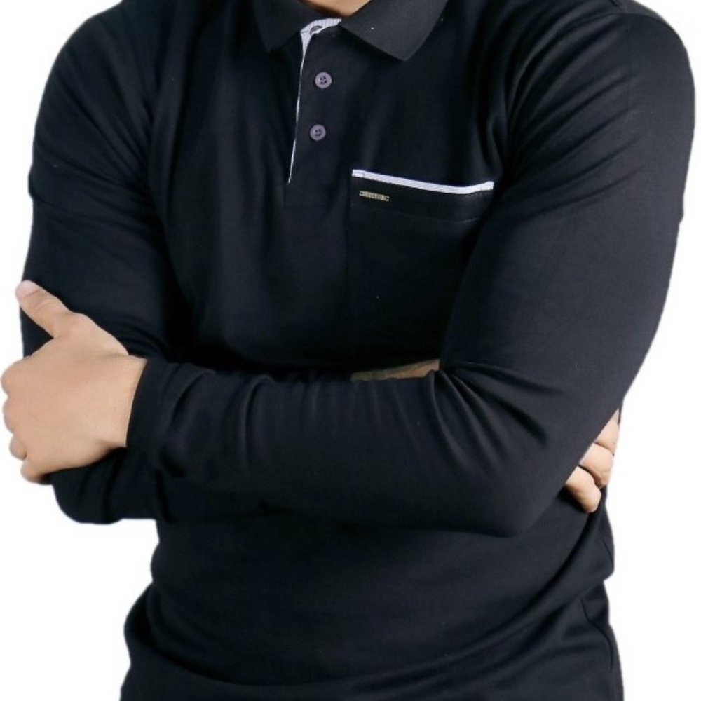 $39  ! New Soft Cotton Men’s Long Sleeve Polo Shirts– -Black.M_L_XL  $49
